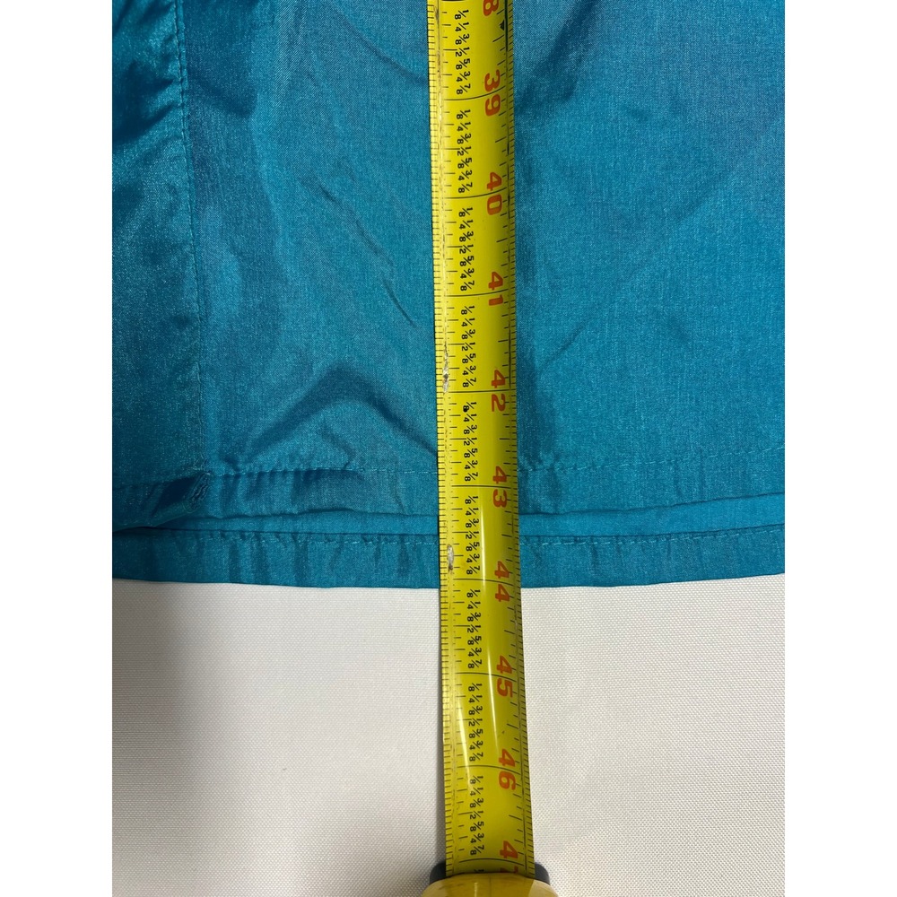 Vintage Totes Coat Teal Blue Nylon Hooded Rain Jacket Womens 14P Retro Longline - Picture 11 of 13